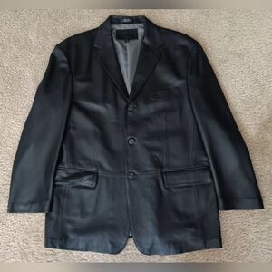 LEATHER BLAZER Black Stafford Large Mens JACKET